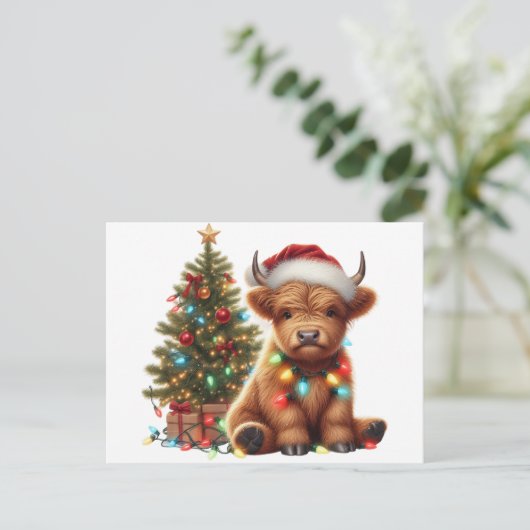 Christmas Highland Koe Briefkaart (Staand voorkant)