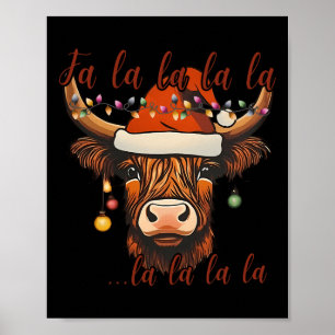 Christmas Highland Koe Falalala Xmas Heifer Cowgir Poster