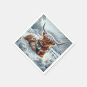 Christmas Highland Koe Het dragen van een krans Servet (Hoek)