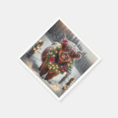 Christmas Highland Koe Het dragen van een krans Servet (Hoek)