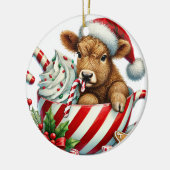 Christmas Highland Koe kerstversiering Keramisch Ornament (Links)