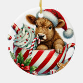 Christmas Highland Koe kerstversiering Keramisch Ornament (Achterkant)