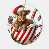 Christmas Highland Koe kerstversiering Keramisch Ornament (Links)