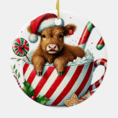 Christmas Highland Koe kerstversiering Keramisch Ornament (Achterkant)