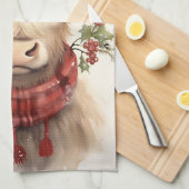 Christmas Highland Koe- Keukenhanddoek (Quarter Fold)