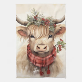 Christmas Highland Koe- Keukenhanddoek