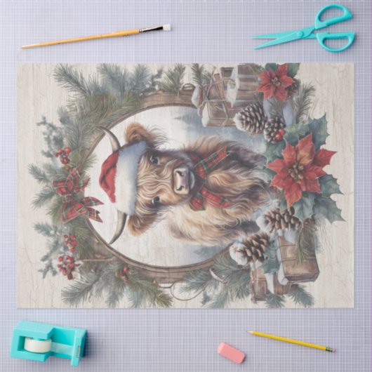 Christmas Highland Koe  krans ontkoppeling Tissuepapier (Craft)