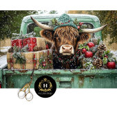 Christmas Highland Koe Rustic Truck Decoupage Tissuepapier