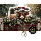 Christmas Highland Koe Rustic Truck Decoupage Tissuepapier