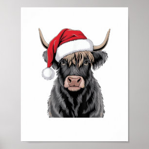 Christmas Highland Koe Santa Highland Koe Lover Fa Poster
