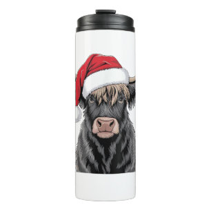 Christmas Highland Koe Santa Highland Koe Lover Fa Thermosbeker