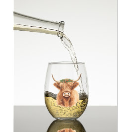 Christmas Highland Miniature Cow Animal Wijnglas Zonder Voet