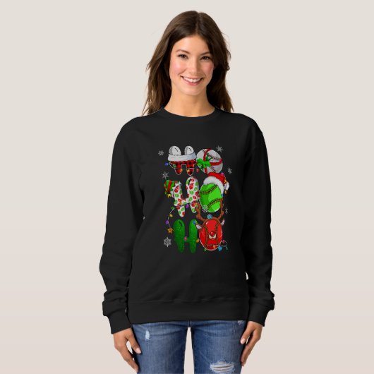 Christmas Ho Ho Ho Baseball  Santa Reindeer Elf Xm Trui (Voorkant volledig)