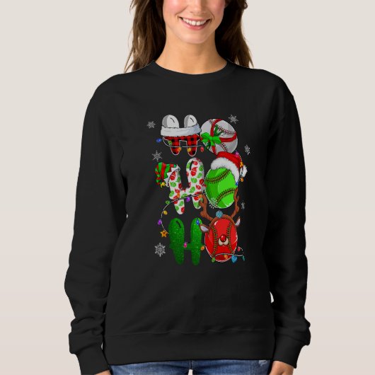 Christmas Ho Ho Ho Baseball  Santa Reindeer Elf Xm Trui (Voorkant)
