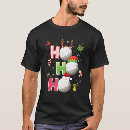 Christmas Ho Ho Ho Golf Pajama Santa T-shirt (Voorkant)