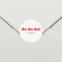 Christmas Ho Ho Ho Red Striped Ronde Sticker