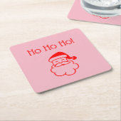 Christmas Ho Ho Ho Santa Roze Rood 4Clara Kartonnen Onderzetters (Schuin)