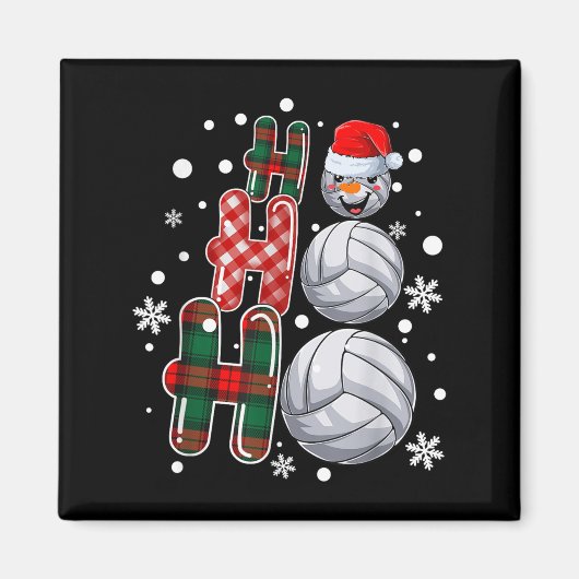 Christmas Ho-ho-ho Santa Snowman Volleyball Xmas P Magneet (Voorkant)