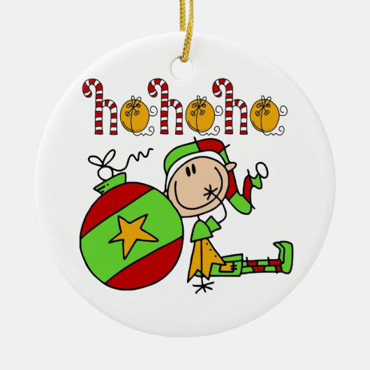 Christmas Ho Ho Vakantie Schattige Elf Keramisch Ornament (Voorkant)