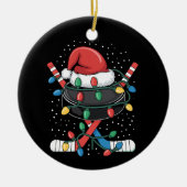 Christmas Hockey Xmas Santa Sports Hat Ball  Keramisch Ornament (Voorkant)