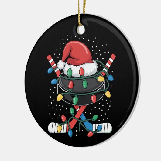 Christmas Hockey Xmas Santa Sports Hat Ball Keramisch Ornament (Links)