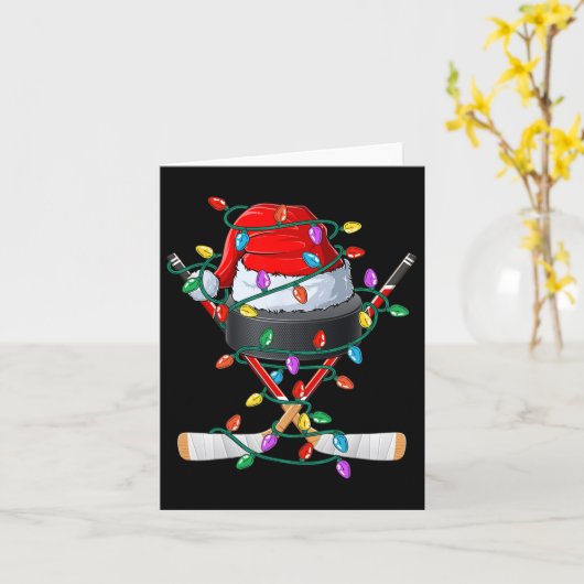 Christmas Hockey Xmas Santa Sports Pet Ball Kinder Kaart (Gele Bloem)
