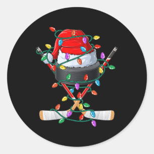Christmas Hockey Xmas Santa Sports Pet Ball Kinder Ronde Sticker