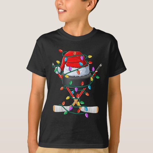 Christmas Hockey Xmas Santa Sports Pet Ball Kinder T-shirt (Voorkant)