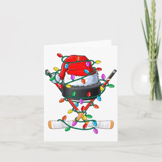 Christmas Hockey Xmas Santa Srts Hat Ball Kids B Kaart (Voorkant)