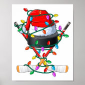 Christmas Hockey Xmas Santa Srts Hat Ball Kids B  Poster (Voorkant)