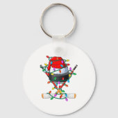 Christmas Hockey Xmas Santa Srts Hat Ball Kids B  Sleutelhanger (Voorkant)
