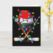 Christmas Hockey Xmas Santa Srts Hat Ball Kids Boy Kaart (Gele Bloem)