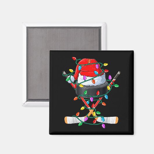 Christmas Hockey Xmas Santa Srts Hat Ball Kids Boy Magneet (Voorkant / Achterkant)