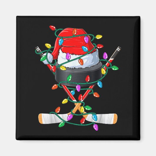 Christmas Hockey Xmas Santa Srts Hat Ball Kids Boy Magneet (Voorkant)