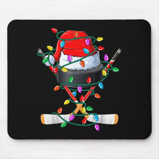 Christmas Hockey Xmas Santa Srts Hat Ball Kids Boy Muismat (Voorkant)