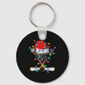 Christmas Hockey Xmas Santa Srts Hat Ball Kids Boy Sleutelhanger (Voorkant)