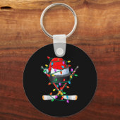 Christmas Hockey Xmas Santa Srts Hat Ball Kids Boy Sleutelhanger (Voorkant)