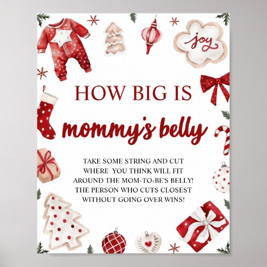 Christmas Hoe groot is haar buik Baby shower spel Poster (Voorkant)