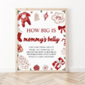 Christmas Hoe groot is haar buik Baby shower spel Poster