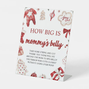 Christmas Hoe groot is haar buik Baby shower spel Reclamebord Met Voetstuk