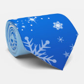Christmas Holiday Aesthetic Moden Snowflake Blue Stropdas (Opgerold)