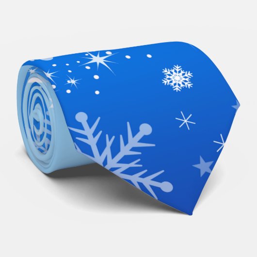 Christmas Holiday Aesthetic Moden Snowflake Blue Stropdas (Opgerold)