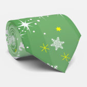 Christmas Holiday Aesthetic Moden Snowflake Green Stropdas (Opgerold)