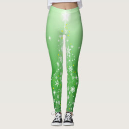 Christmas Holiday Aesthetic Shining Star Green Leggings