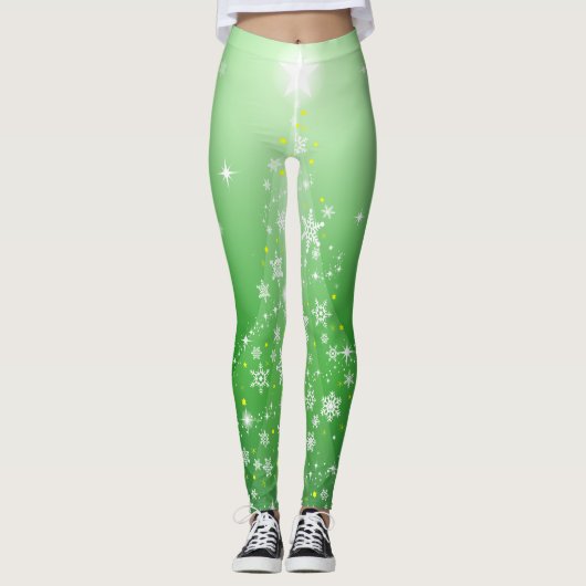 Christmas Holiday Aesthetic Shining Star Green  Leggings (Voorkant)