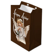 Christmas Holiday Angel tekst toevoegen waterverf Medium Cadeauzakje (Voorkant Gekanteld)