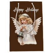 Christmas Holiday Angel tekst toevoegen waterverf Medium Cadeauzakje (Voorkant)