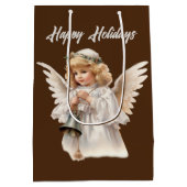 Christmas Holiday Angel tekst toevoegen waterverf Medium Cadeauzakje (Achterkant)