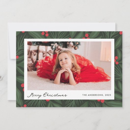 Christmas Holiday Berries Photo Card Feestdagenkaart (Voorkant)