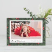 Christmas Holiday Berries Photo Card Feestdagenkaart (Staand voorkant)